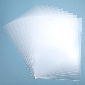 L-Type Plastic File Folder, Plastic Clear Document Folders, Plastic Folders, Safe Project Pockets, Plastic Sleeves for Paper 8.5x11 A4 for School and Office, 10PCS