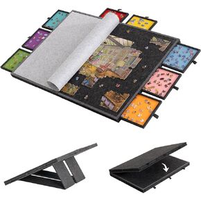 Lavievert 2000 Piece Tilting & Foldable Puzzle Board with 8 Colored Drawers & Cover, Adjustable Lightweight Puzzle Plateau with Built-in Stands, Portable Jigsaw Puzzle Table with Storage for Adults