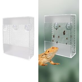 Acrylic Reptile Feeder with Suction Cups, Wall-Mounted Bearded Dragon Food Bowl, Tank Accessories for Bearded Dragon, Gecko, Chameleon, Frog
