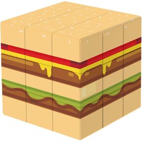 Hamburger 3x3 Speed Cube, UV Printing Cube Magic Cube Educational Puzzles Toys for Kids,Beginners and Adults (Stickerless)