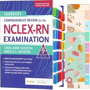 Index Tabs for Saunders Comprehensive Review for NCLEX-RN 9th Edition. 68 Color-Coded Laminated Tabs, with Page Numbers and Alignment Card, Bookmarker. (Book not Included)