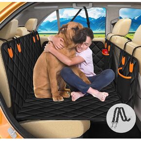 Waterproof Dog Car Seat Cover Hard Bottom-Detachable, Back Seat Extender for Dogs-Supports 400lb, Heavy Duty Scratch Proof Nonslip Soft, Dog Hammock for Vehicles (Sedan & SUV)