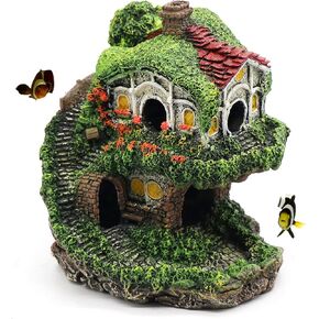 Aquarium Decor Hideaway Cave, Betta Fish Tank House Accessories for Amphibians, Goldfish, Shrimp, Conch