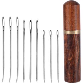 9pcs Large Eye Sewing Needles, Big Eye Embroidery Needles Steel Tapestry Needles Bent & Straight Leather Needle Hand Knitting Needle Darning Tools Quilting Crochet Project Accessories Supplies