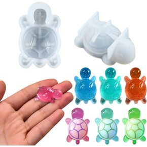 2Pcs Mini Cute Sea Turtle Shape Resin Silicone Molds 3D Ocean Animal Theme Epoxy Casting Molds for DIY Craft Micro Resin Dollhouse House Garden Micro Landscape Decor Cake Toppers Party Decor