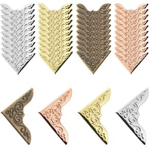 100PCS Metal Book Corner Protector Small Notebook Pattern Corner Protector Scrapbook Album Decorative Corner Antique Luggage Jewelry Box Anti Bump Corner for Scrapbook Album Folder