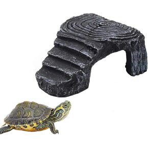 Saim Turtle Basking Platform,Tortoise Resin Climbing Rock Reptiles Dock Hide Cave Habitat Decoration for Small Turtles Bearded Dragon Lizard Geckos Lobste Spiders