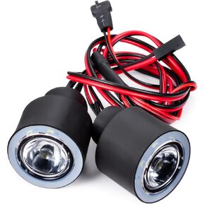 RC Car Front Angel Eyes 2LEDs Lights Headlights Compatible with Axial SCX6 AXI05000 Wrangler 1/6 RC Crawler Car Headlamps Parts (White+White)