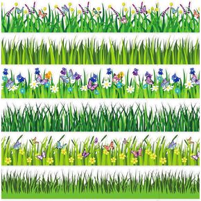 Konsait Bulletin Board Borders Set, 55Ft Green Grass Border for Bulletin Board, Self-Adhesive Butterfly Flower Bulletin Board Border, Bulletin Borders for Classroom Home Office