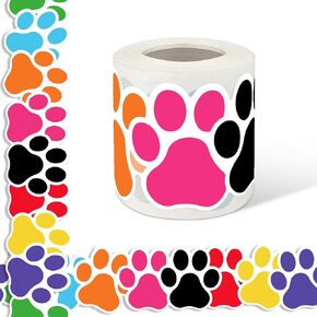 Konsait Paw Print Bulletin Board Borders, 68Ft Dog Paw Theme Animal Print Bulletin Board Borders, Self-Adhesive Colorful Bulletin Board Borders for Classroom Home Office