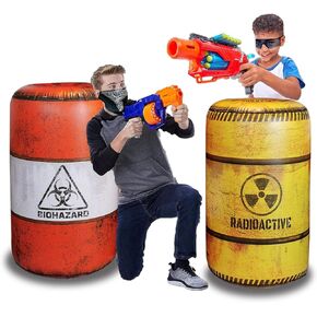 مجموعة البراميل المطاطية ، قتالية ساحة المعركة متوافقة مع NERF ، علامة ليزر ، مسدس المياه ، مسدس السهام ، مثالي لأنشطة عيد ميلاد الأولاد والبنات ، أطفال fot المناسبين والبالغين