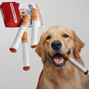 3 Packs Dog Puff Stick Toys with Box, Cute Giggle Sound Plush Interactive Dog Toys, Funny Puppy Toys for Small Medium Large Dog Stimulation
