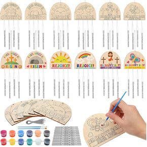 24 مجموعة من عيد الفصح مركبة الغابات للأطفال تجعلك تملك عيد الفصح تدق DIY الحلي الخشبية المعلقة