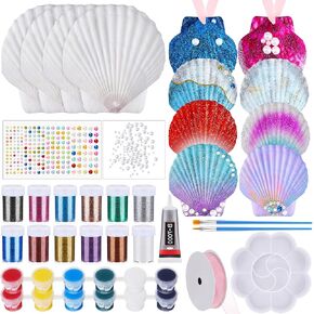 Rotatingpals 12 PCS Sea Shell الطلاء ، هدايا الفنون والحرف اليدوية ، مجموعات حرفية المجوهرات DIY Seashell ، هدايا النشاط الفني لمجوهرات صناعة أعياد الميلاد صنع فكرة الفكرة