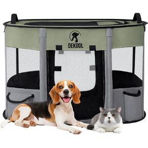 Foldable Dog Playpen,Pet Playpen,Portable Dog Crate for Small Dogs,Puppy Play Pen for Indoors，Kennel Tent Crate for Indoor Outdoor Travel Camping Use with Carrying Case (Green, S)