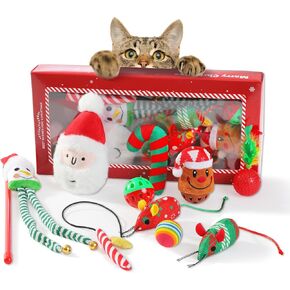 ألعاب Cat Cat Christmas Petepela ، 10 PCS ، مجموعة ألعاب Cat Catnip ، هدايا Cat لعيد الميلاد ، ألعاب كرة عيد الميلاد التفاعلية ، كرات التجعيد ، ألعاب الفئران للقطط الداخلية والقطط