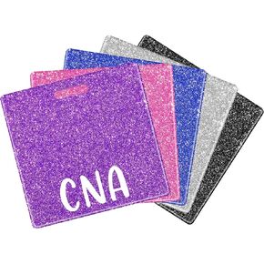Lyrow 5 Pcs CNA Badge Holder in 5 Glitter Colors Retractable ID Name Identification Badge Nurse Nursing Accessories Reel Holder Gifts for Nurse Doctor Hospital Worker