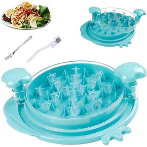 Chicken Shredder Tool Twist Large - 10'' Pro Meat Shredders for Chicken Breast,Visible Kitchen Gadgets Grinder Machine with Brush,Non-Slip Chicken-Shaped Base,Ergonomic Handle,Cyan
