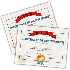 Writing Certificate of Achievement Award | 50 pk 8.5x11" Reading Participation for Elementary Middle School Scholastic Writing Awards