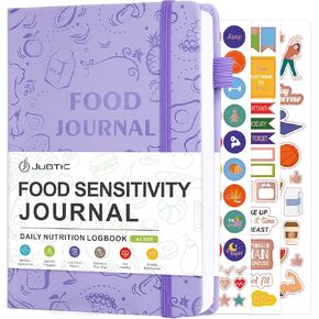 JUBTIC Food Sensitivity Journal, Food Journal for Women Weight Loss, Food Diary and Symptom Log for Ibs, Allergies, Intolerance, Low Fodmap, Health Habit Tracker-(5.6 X 8.5") Purple