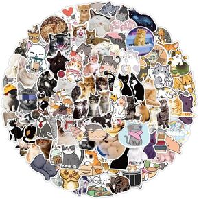 100pcs Cat Stickers, Cute Cat Waterproof Kawaii Stickers, Vinyl Stickers for Water Bottle, Laptop, Phone, Skateboard Stickers for KidsTeens Girls Adults (Cat Sticker)