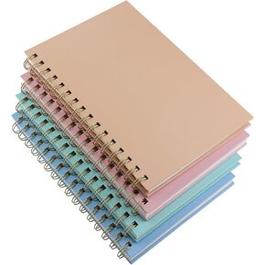 4 Pack Hardcover Spiral Notebook 5.7"x 8.5", 80 Sheets/160 Pages College Ruled Notebook, 100 GSM Thick Paper, A5 Lined Journal for Work, School Supplies, Home & Office, Writing Notes