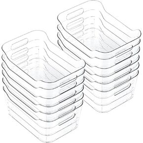 Clear Plastic Storage Bins, Set of 12, Multi-Use Organization and Storage Containers for Pantry, Cabinet, Refrigerator, Freezer, Bathroom, Organizer Bins for Home & Kitchen