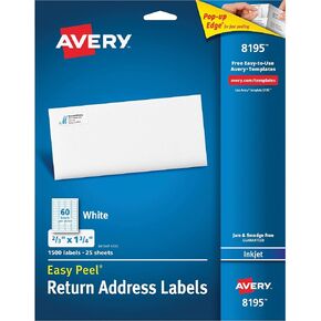 Avery Easy Peel Inkjet Address Labels, 2/3 x 1 3/4, White, 1500/Pack