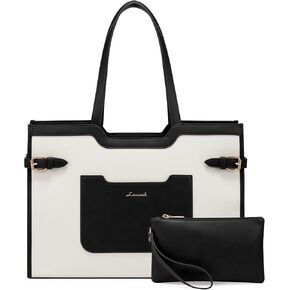 LOVEVOOK Laptop Bag for Women 15.6 Inch Leather Work Bag for Women Large Capacity Work Tote Bags with Clutch Purse Waterproof Computer Bags Business Briefcase Office