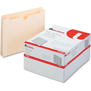 Universal UNV74300T Economical File Jackets with Straight Tab - Letter Size, Manila (50/Box)