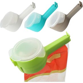 4Pcs Food Bag Sealing Clip with Pour Spout, Food Bag Clips with Pour Spout,Reusable Food Storage Sealing Clips with Pouring Spouts for All Food or Cat/Dog Food Storage(white)