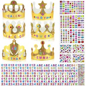 30 PCS Paper Crowns with 23 Sheets Stickers DIY Your Own Princess Crowns Bulk for Birthday Baby Shower Wedding Party Supplies