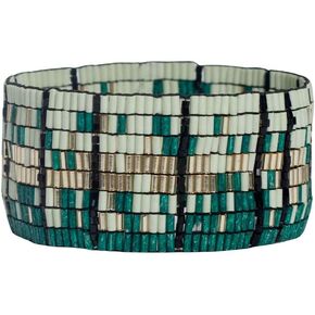 INK + ALLOY Boho Beaded Bracelets for Women, Natalia Luxe Bead Gradient Stretch Cuff Bracelet with Gold Accents, Handmade Jewelry for the Modern Bohemian, 1.16-Inch W