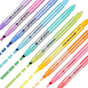 Erasable Highlighters Assorted Colors,10Pcs Chisel Tip Fluorescent And Pastel Erasable Markers,No Bleed Cute Highlighters for Bible,Smooth Writing Erasable pens