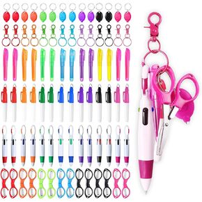 84 Pcs Badge Reel Pen Nurse Badge Pen Tool Accessories Mini Highlighter Nurse Pens Set with Mini Folding Scissors Retractable Neon Nurse Pen Keychain for Nurse(Multicolor)