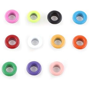 Hilitand Metal Eyelets Grommets Kit, 4 Colors 100Sets 5mm Metallic Scrapbooking Eyelets Buckle Leather Craft Apparel Accessory New(Mixed Color)