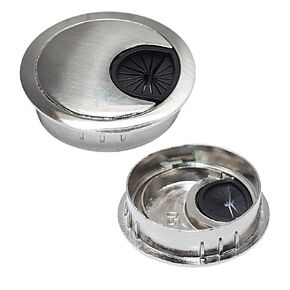 2 Pcs Desk Grommet 2-1/16" / 53 mm, Desk Cord Hole Cover, Cable Grommet Metal Zinc Alloy Materilal, Desk Hole Grommet for Home & Office Pc, Detachable Cable Cord Organizer-Brushed Silver