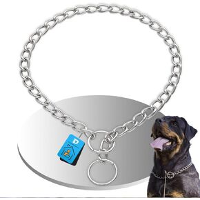 Dog Chain Collar, Adjustable Choke Chain, Heavy Duty Chain Collars for Large Dogs, Secure Buckle for Medium to Large Dogs, Choker Collar forDogs Training Chew Proof