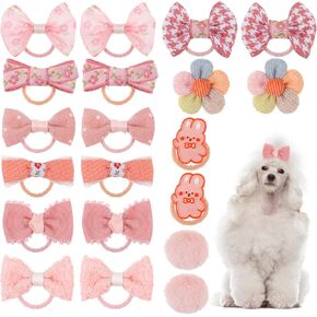 20 PCS Dog Hair أقواس للكلاب الصغيرة ، شعر جرو لطيف أقواس جرو الكلب ملحقات الشعر جرو الكلب القوس شعر القوس الجزء الأكبر زهرة الكرة أقواس Topknot للحيوانات الأليفة