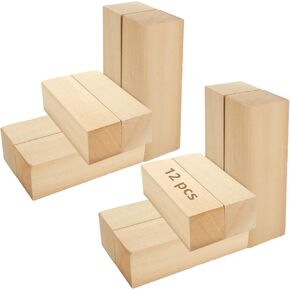 12Pcs Basswood Carving Blocks, 5x1.5x1.5 Inch Whittling Wood, Wood Carving Blocks for Whittling Kit, Unfinished Wood Whittling Blocks for Carving and Whittling, Beginner, Wood Crafts