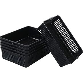 6 Pack Plastic A4 Letter Baskets, Black Office Basket Trays