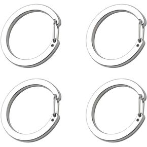 4PCS Alloy Spring Loop Buckle Rough Round Keychain Silver Color Quick Release Round O Ring Shoe Hat Luggage Handbag Clothing Hardware Buckle For Lanyard Accessory Pets Small Dolls Toys