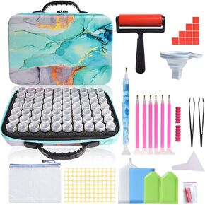 AYIYUN 70 Slots Diamond Painting Storage Containers, 5d Diamond Art Accessories and Tools, Diamond Painting Accessories Kit DIY Art Craft Jewelry Beads Rhinestones Organizer Box(Green)
