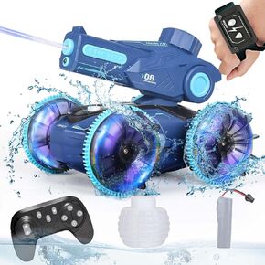 Amphibious Remote Control Car For Boys 4-12, 2.4G Shoot Water Rc Cars For Boys Age 8-12, Off Road Hand Controlled Rc Car, Boys Toys 6-8 Years Old Birthday Gift Christmas Toys 3-12 Year Old-Blue