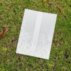 50 Pack Vellum Jackets for 5x7 Invitations - Pre-Folded Vellum Paper 5x7, 130GSM Translucent Wedding Invitations Wraps for Wedding, Baby Shower, Birthday Invitation (Wildflower Pattern)