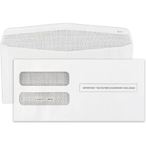 W-2 Tax Envelopes for 3-Up Horizontal, Double Window Self-Seal Security Envelope, W-2 with the Side Stub RemovedTax Forms Pack of 50 Envelopes