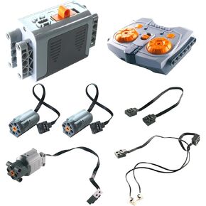 5-in-1 Motor Kit Compatible with Lego Technic, Power Function Motor Set Includes Motors, Battery Box, 2.4G Receiver, Remote Control