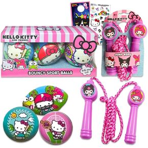 Hello Kitty Outdoor Toys for Girls ، Kids - حزمة مع 3 Mini Hello Kitty Sports Balls و Hello Kitty Jump Rope Plus ، المزيد | Hello Kitty Fitness Toys ، Hello Kitty Sport PlaySet