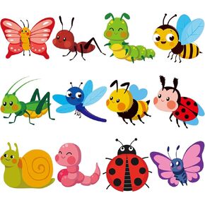 96 Pcs Cutouts Spring Paper Cutouts Colorful Bulletin Board Decor Animals Bug Flowers Wall Decals Blossom Themed Party Supplies with Glue Points for School Office Decor