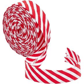 BENECREAT 10.94 Yards Red White Stripe Bias Binding, 7/8 Inch Wide Christmas Striped Ribbon Polyester Twill Striped Piping Ribbon for DIY Garment Sewing Seaming Piping Quilting
